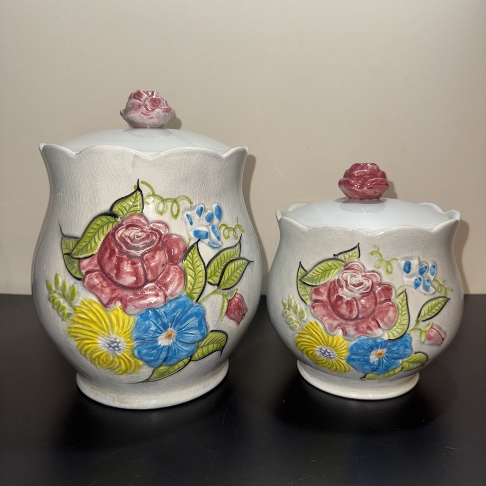 Mid-Century Cookie Jar California Pottery USA  Biscuit Barrel or Canister Set
